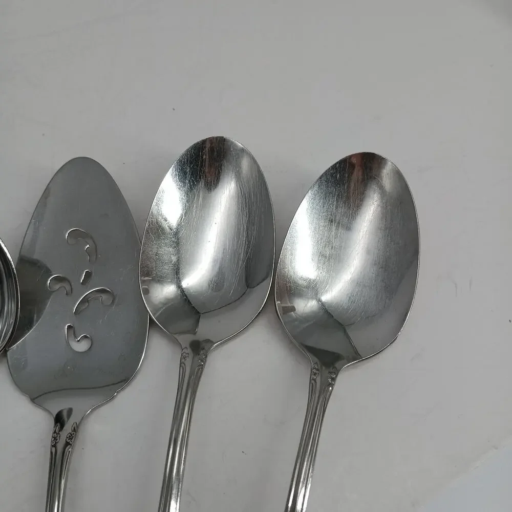 10 Serving CHATEAU by ONEIDACRAFT DELUXE Stainless Spoons Pie Ladle Slotted